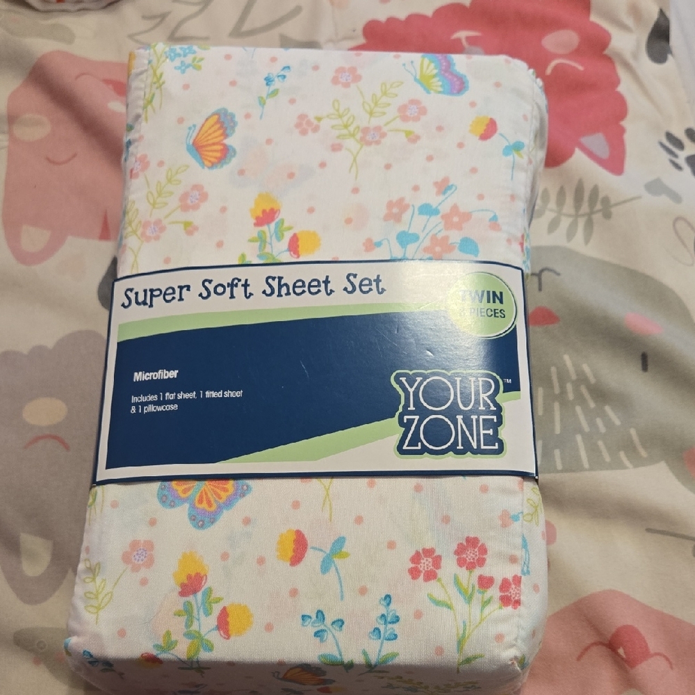 Floral Microfiber Sheet Set - Twin